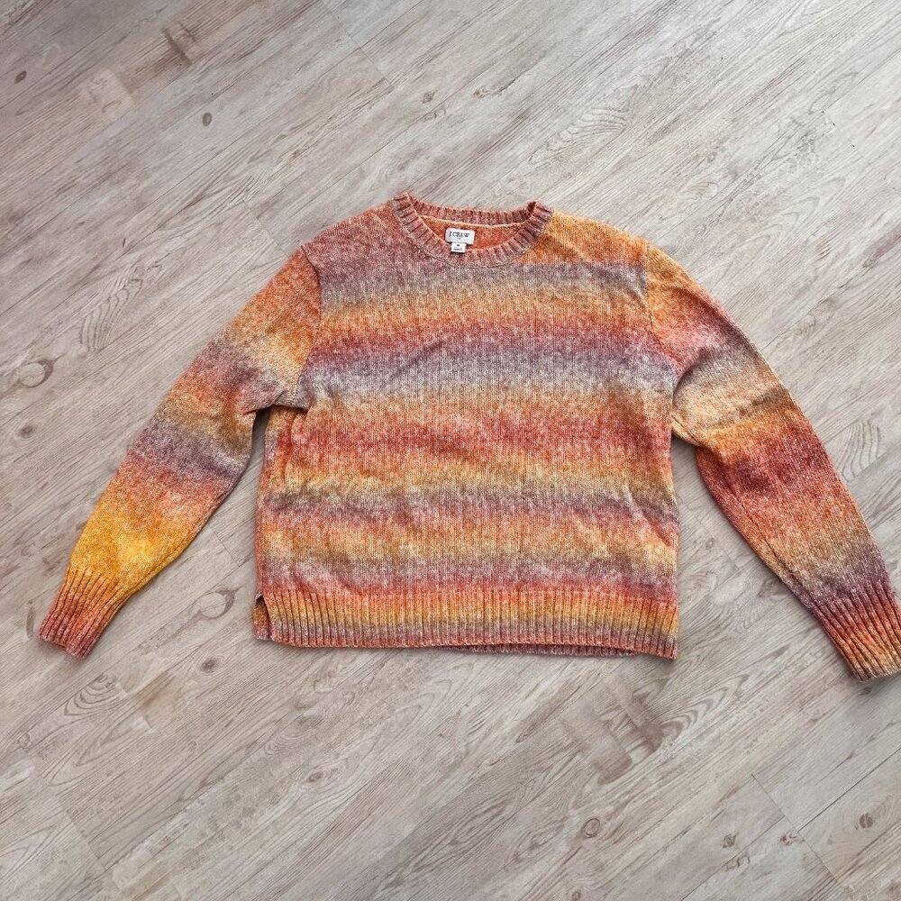 J. Crew Space-Dyed Crewneck Pullover Sweater / Ombre Sunset